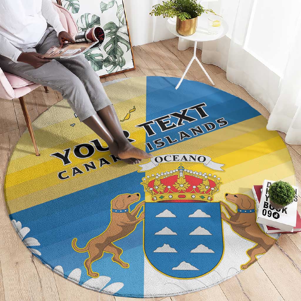 Personalized Canary Islands Round Carpet Coat Of Arms Argyranthemum Frutescens