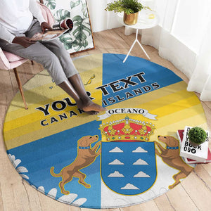 Personalized Canary Islands Round Carpet Coat Of Arms Argyranthemum Frutescens