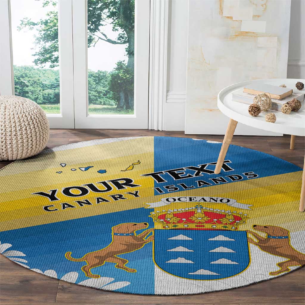 Personalized Canary Islands Round Carpet Coat Of Arms Argyranthemum Frutescens