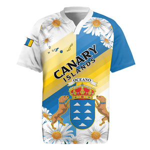 Personalized Canary Islands Rugby Jersey Coat Of Arms Argyranthemum Frutescens