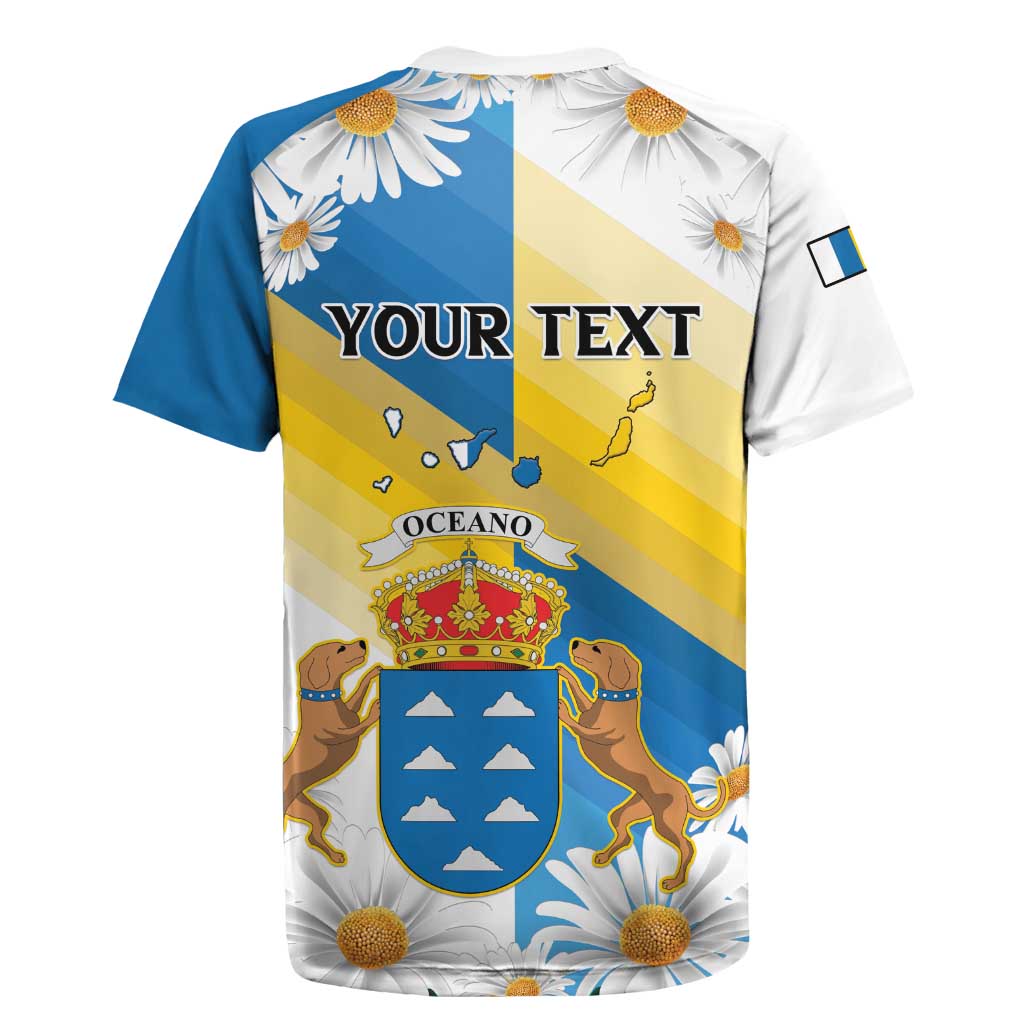 Personalized Canary Islands Rugby Jersey Coat Of Arms Argyranthemum Frutescens