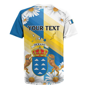 Personalized Canary Islands Rugby Jersey Coat Of Arms Argyranthemum Frutescens