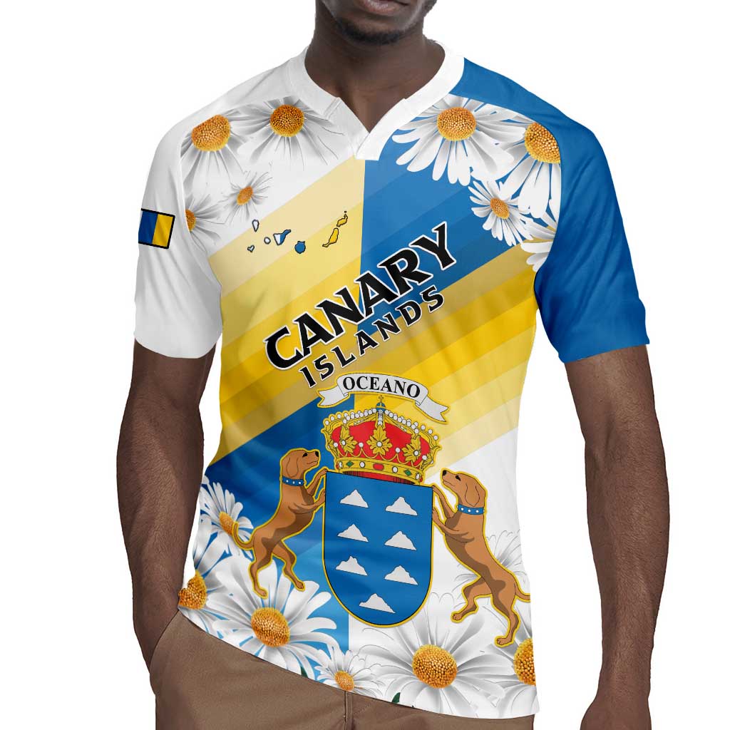 Personalized Canary Islands Rugby Jersey Coat Of Arms Argyranthemum Frutescens