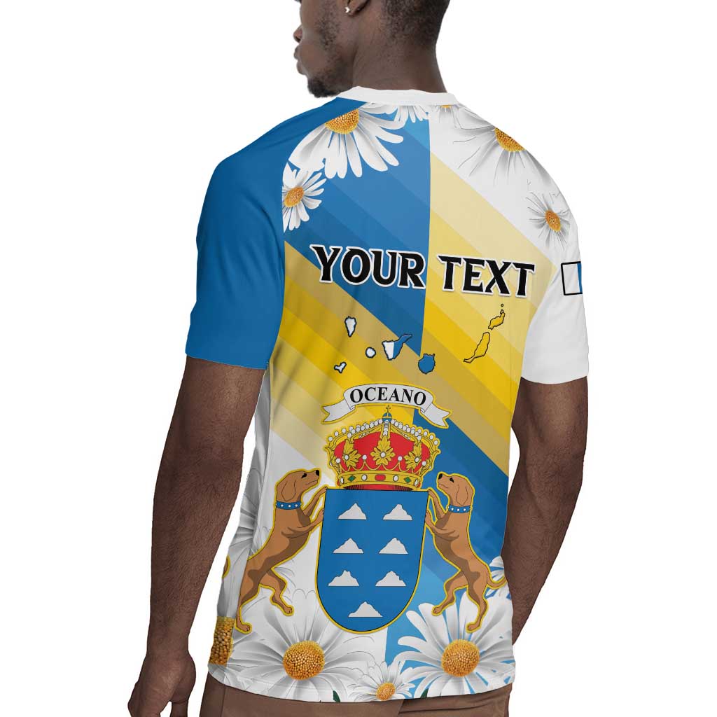 Personalized Canary Islands Rugby Jersey Coat Of Arms Argyranthemum Frutescens