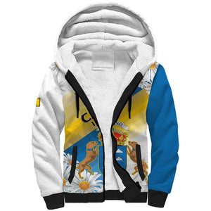 Personalized Canary Islands Sherpa Hoodie Coat Of Arms Argyranthemum Frutescens