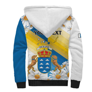 Personalized Canary Islands Sherpa Hoodie Coat Of Arms Argyranthemum Frutescens