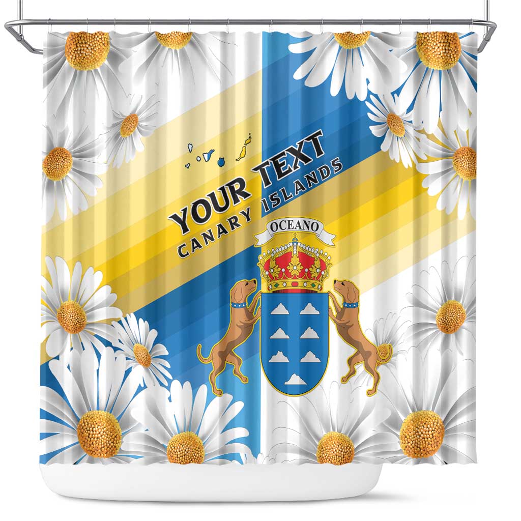 Personalized Canary Islands Shower Curtain Coat Of Arms Argyranthemum Frutescens