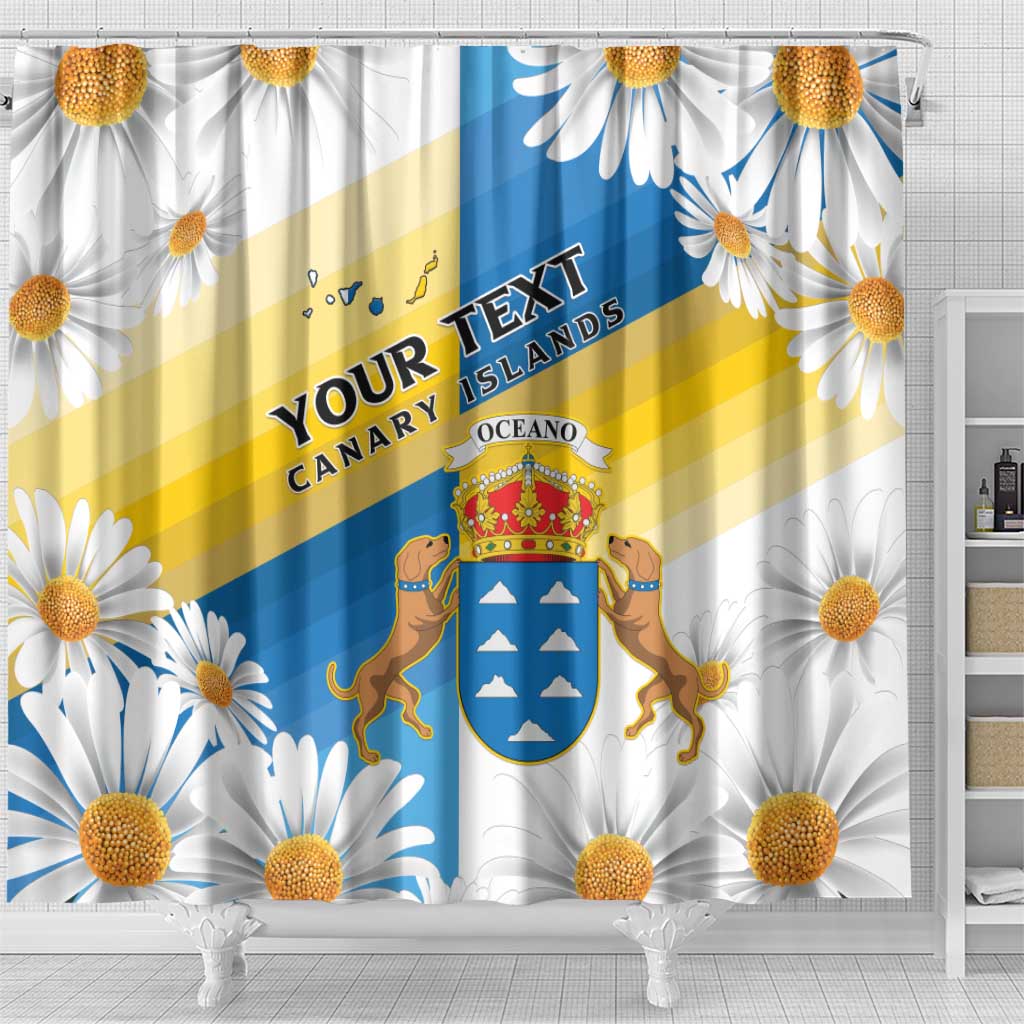 Personalized Canary Islands Shower Curtain Coat Of Arms Argyranthemum Frutescens