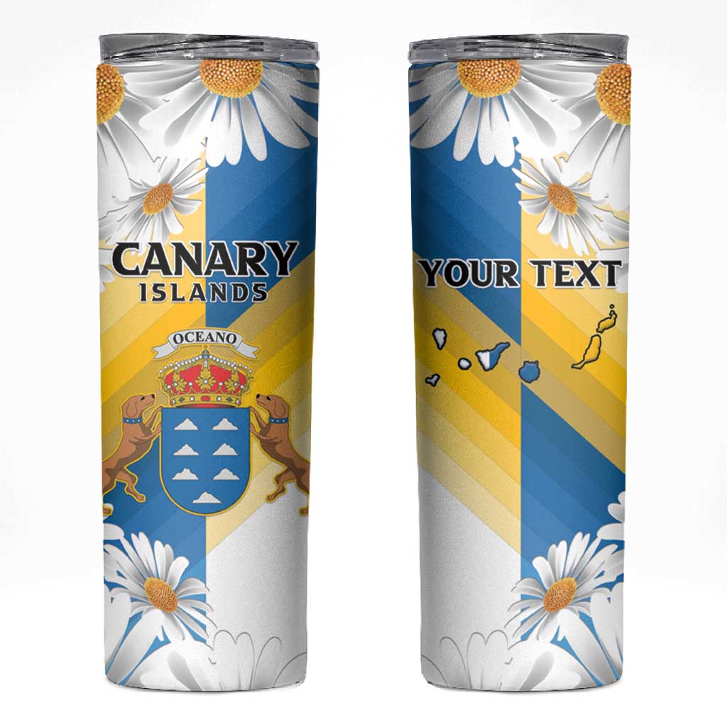 Personalized Canary Islands Skinny Tumbler Coat Of Arms Argyranthemum Frutescens