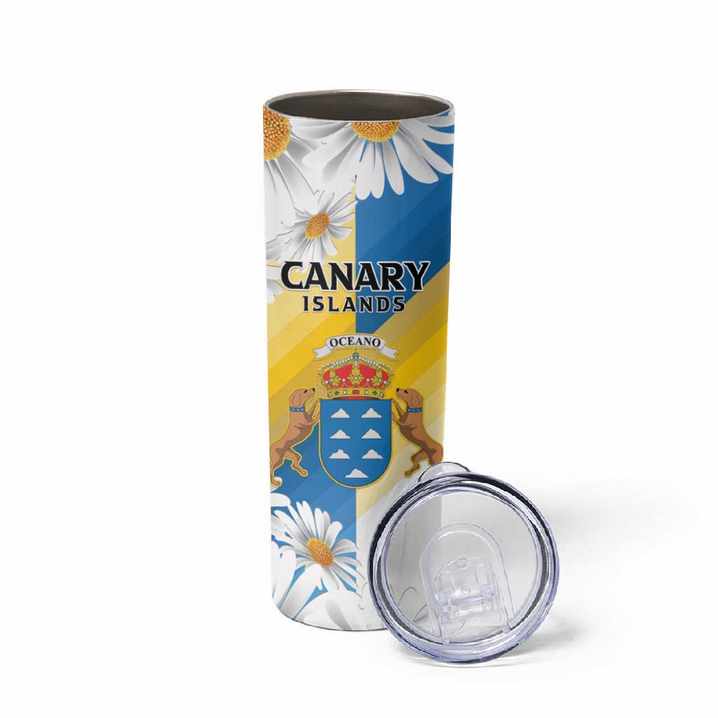 Personalized Canary Islands Skinny Tumbler Coat Of Arms Argyranthemum Frutescens