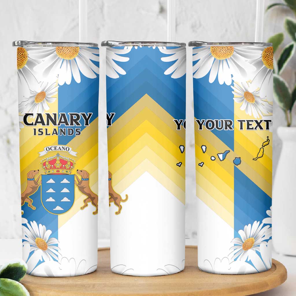 Personalized Canary Islands Skinny Tumbler Coat Of Arms Argyranthemum Frutescens