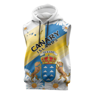 Personalized Canary Islands Sleeveless Hoodie Coat Of Arms Argyranthemum Frutescens - African Pride