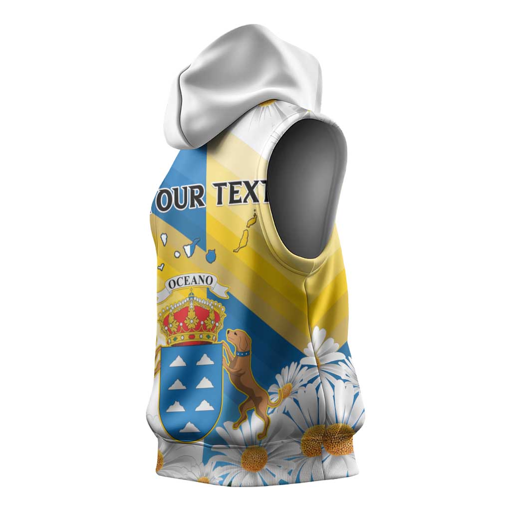 Personalized Canary Islands Sleeveless Hoodie Coat Of Arms Argyranthemum Frutescens - African Pride