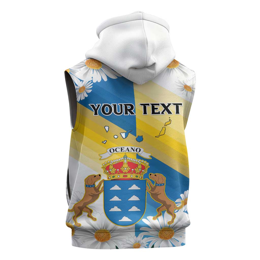 Personalized Canary Islands Sleeveless Zip Hoodie Coat Of Arms Argyranthemum Frutescens - African Pride
