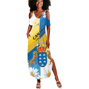 Personalized Canary Islands Summer Maxi Dress Coat Of Arms Argyranthemum Frutescens