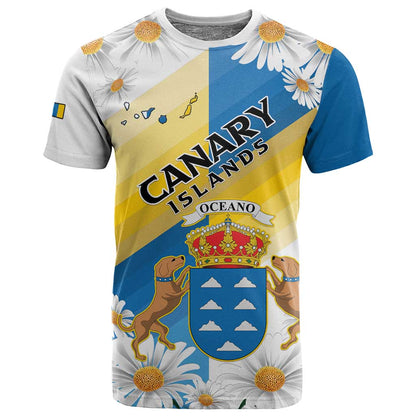 Personalized Canary Islands T shirt Coat Of Arms Argyranthemum Frutescens