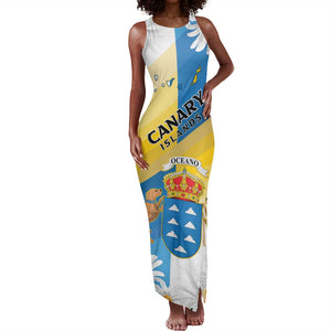 Personalized Canary Islands Tank Maxi Dress Coat Of Arms Argyranthemum Frutescens