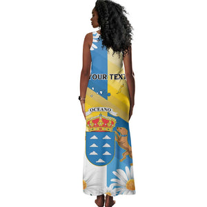 Personalized Canary Islands Tank Maxi Dress Coat Of Arms Argyranthemum Frutescens