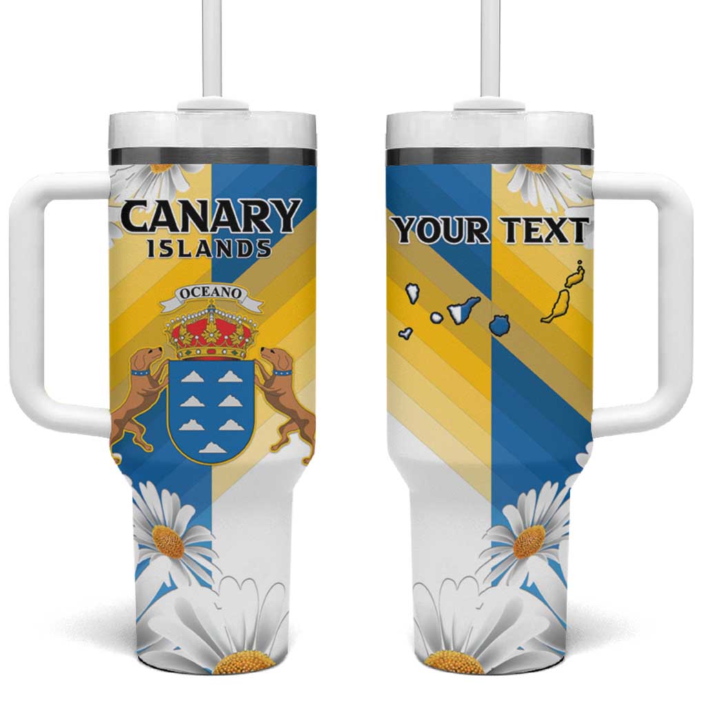Personalized Canary Islands Tumbler With Handle Coat Of Arms Argyranthemum Frutescens