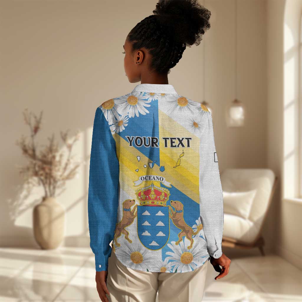Personalized Canary Islands Women Casual Shirt Coat Of Arms Argyranthemum Frutescens