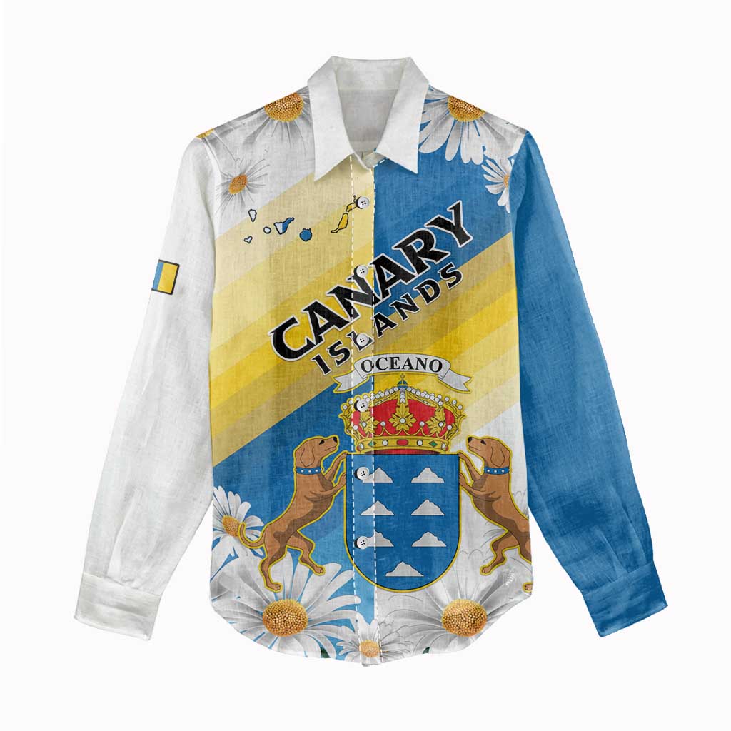 Personalized Canary Islands Women Casual Shirt Coat Of Arms Argyranthemum Frutescens