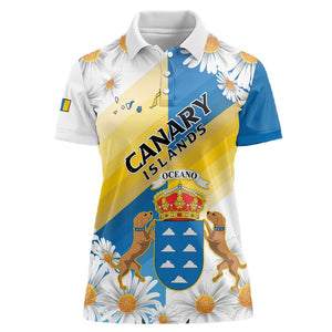 Personalized Canary Islands Women Polo Shirt Coat Of Arms Argyranthemum Frutescens