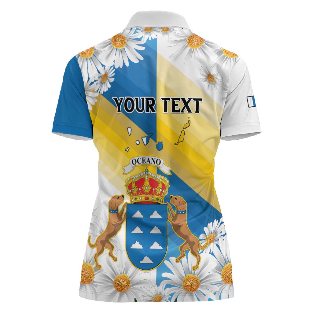 Personalized Canary Islands Women Polo Shirt Coat Of Arms Argyranthemum Frutescens