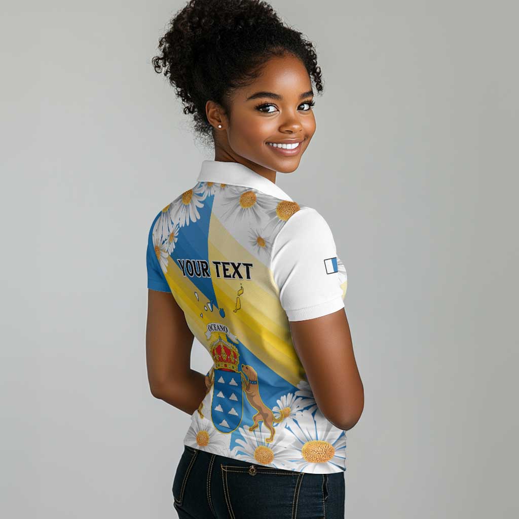 Personalized Canary Islands Women Polo Shirt Coat Of Arms Argyranthemum Frutescens