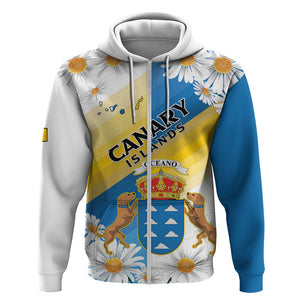 Personalized Canary Islands Zip Hoodie Coat Of Arms Argyranthemum Frutescens