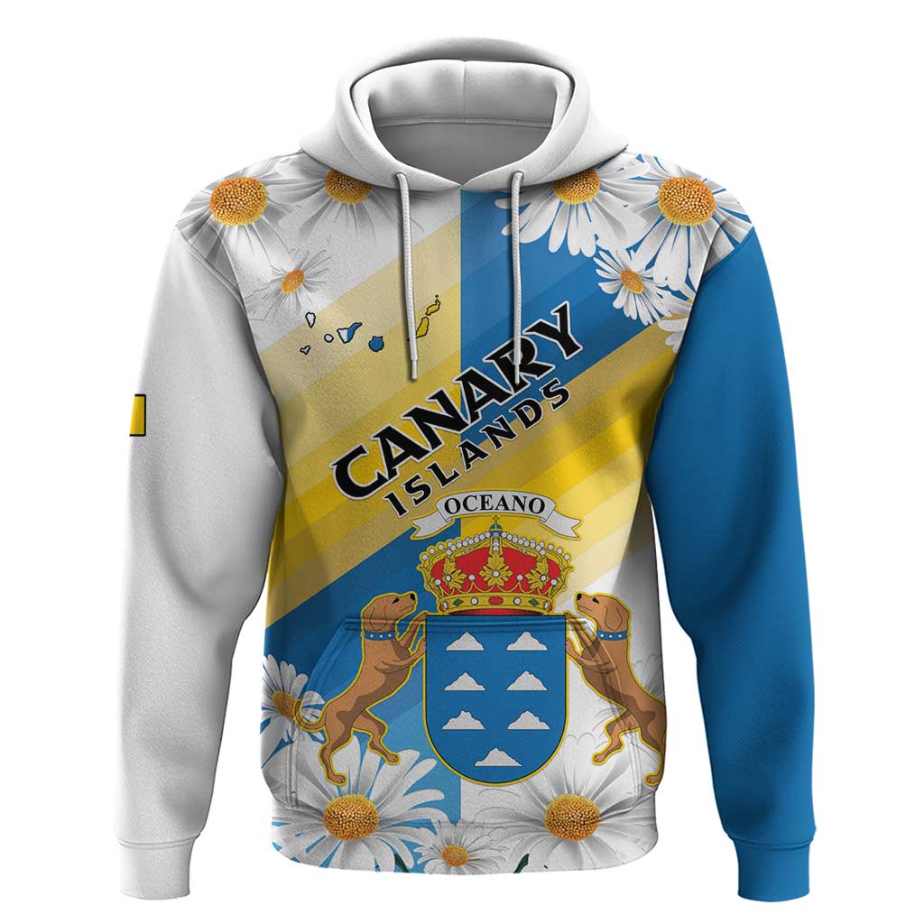 Personalized Canary Islands Zip Hoodie Coat Of Arms Argyranthemum Frutescens