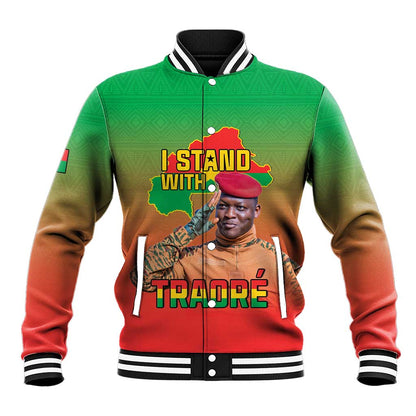 Burkina Faso I Stand With Traore Baseball Jacket African Pattern