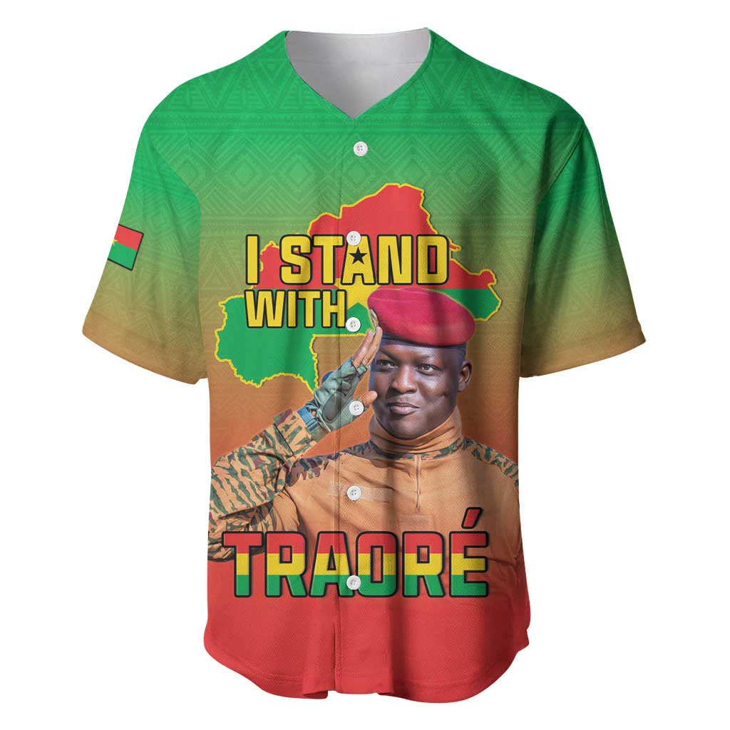 Burkina Faso I Stand With Traore Baseball Jersey African Pattern