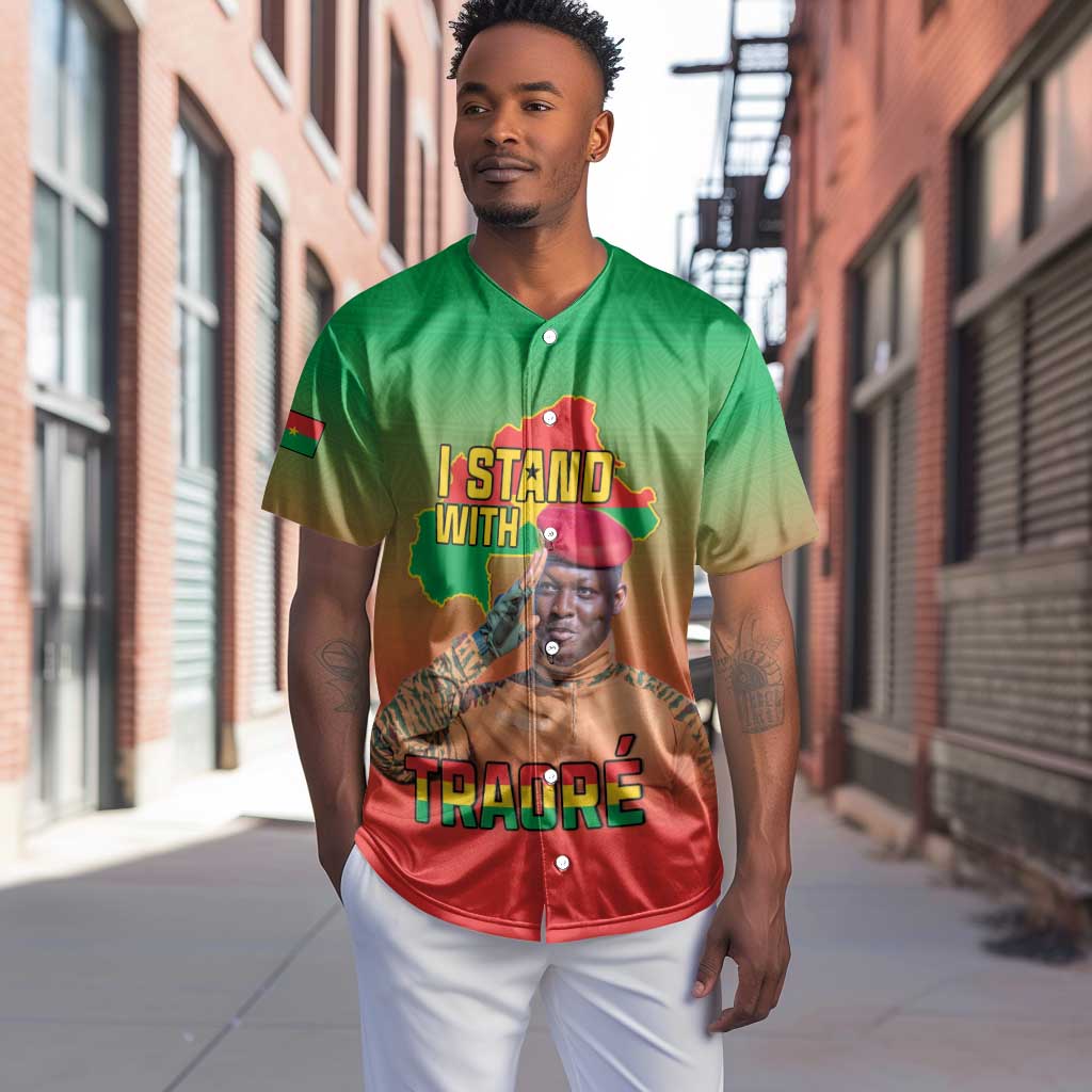 Burkina Faso I Stand With Traore Baseball Jersey African Pattern