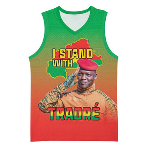 Burkina Faso I Stand With Traore Basketball Jersey African Pattern - African Pride