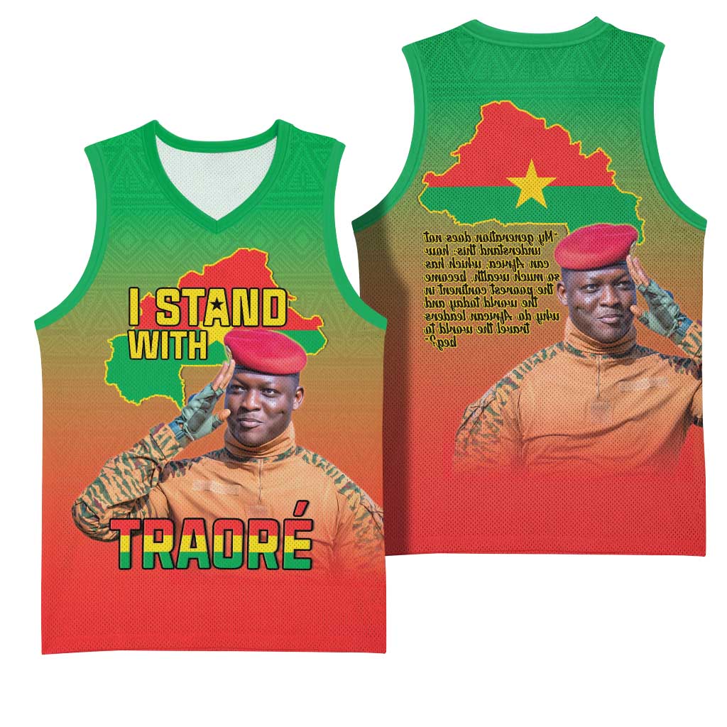 Burkina Faso I Stand With Traore Basketball Jersey African Pattern - African Pride