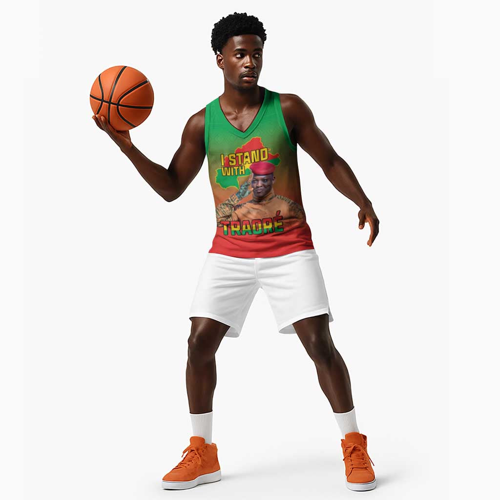 Burkina Faso I Stand With Traore Basketball Jersey African Pattern - African Pride