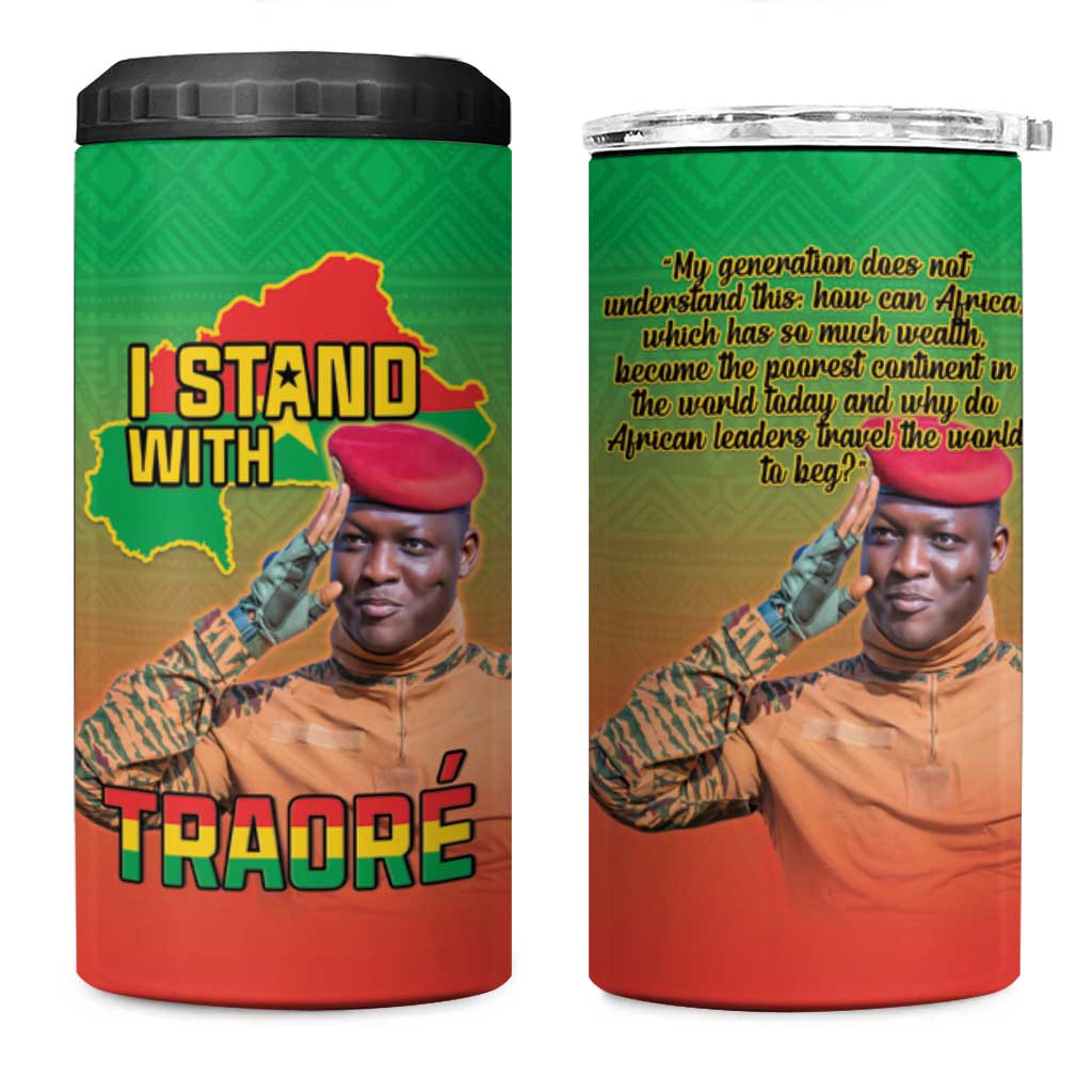 Burkina Faso I Stand With Traore 4 in 1 Can Cooler Tumbler African Pattern