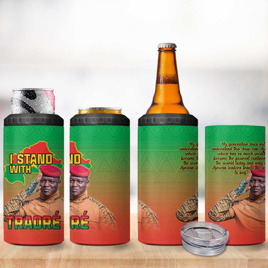 Burkina Faso I Stand With Traore 4 in 1 Can Cooler Tumbler African Pattern