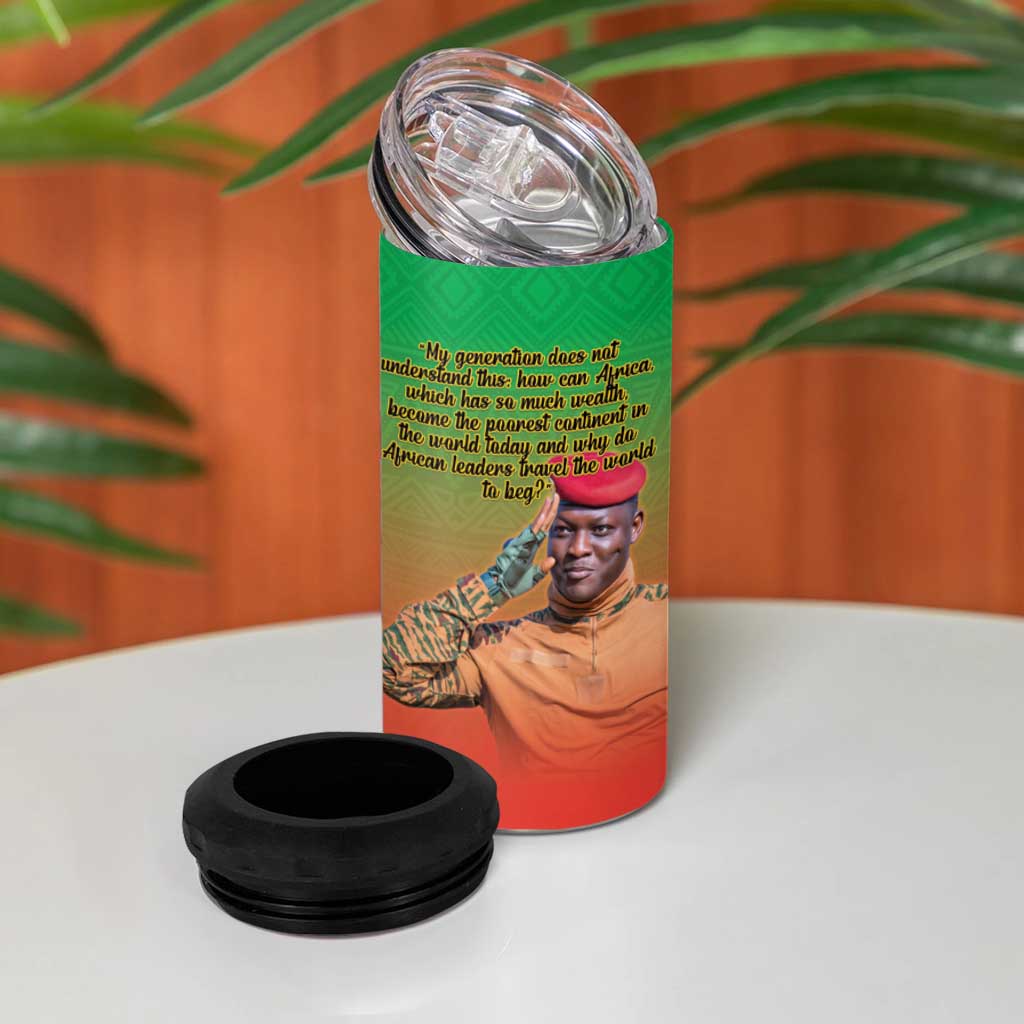 Burkina Faso I Stand With Traore 4 in 1 Can Cooler Tumbler African Pattern