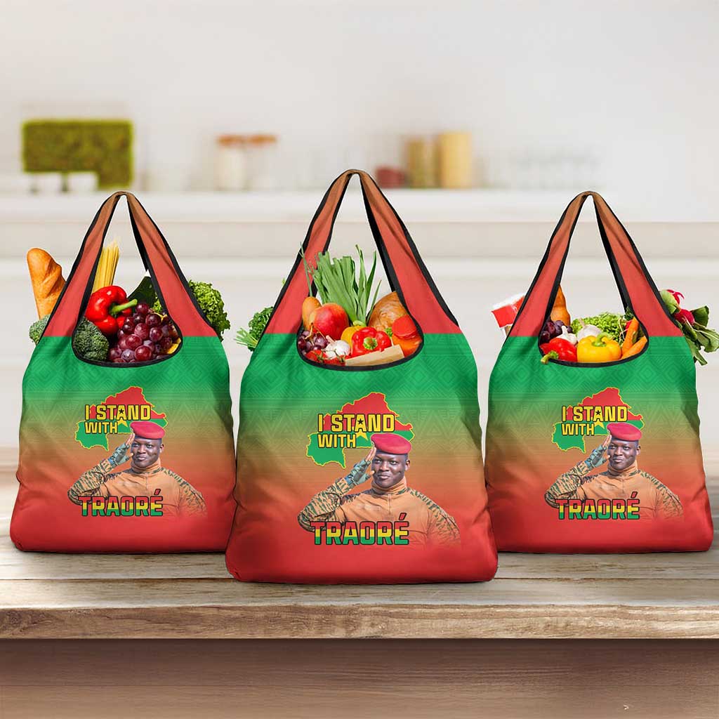 Burkina Faso I Stand With Traore Grocery Bag African Pattern