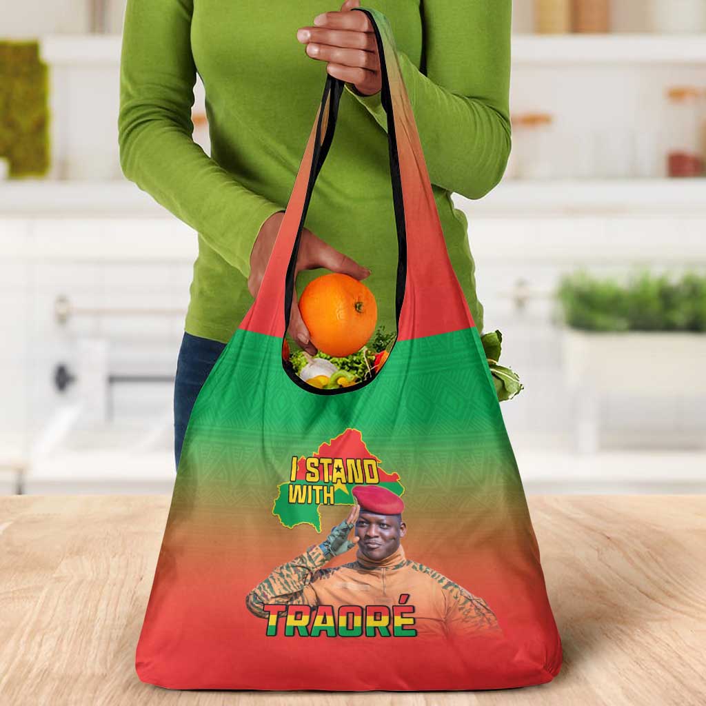 Burkina Faso I Stand With Traore Grocery Bag African Pattern