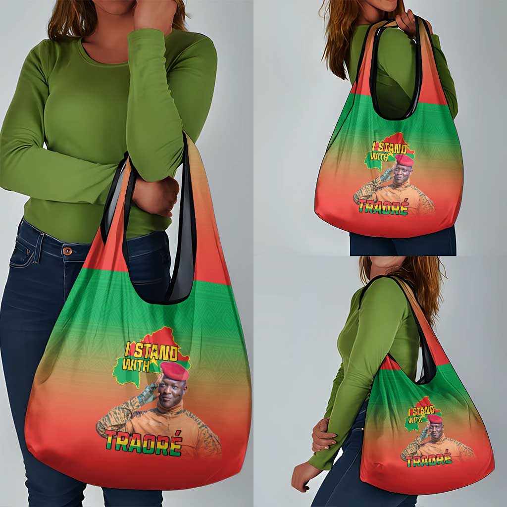 Burkina Faso I Stand With Traore Grocery Bag African Pattern