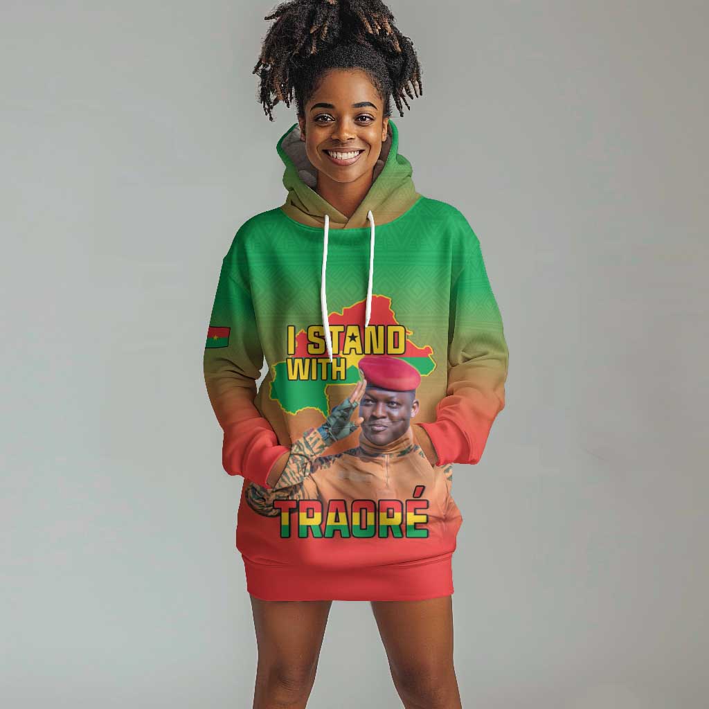 Burkina Faso I Stand With Traore Hoodie Dress African Pattern