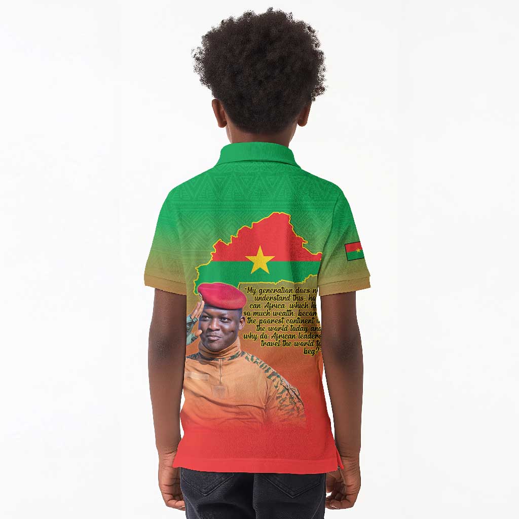 Burkina Faso I Stand With Traore Kid Polo Shirt African Pattern