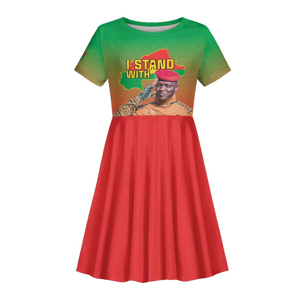 Burkina Faso I Stand With Traore Kid Short Sleeve Dress African Pattern