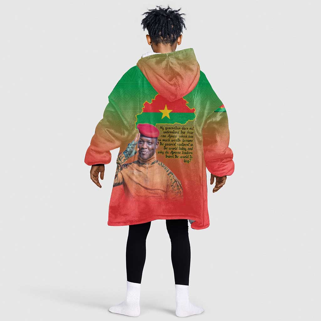 Burkina Faso I Stand With Traore Kid Wearable Blanket Hoodie African Pattern