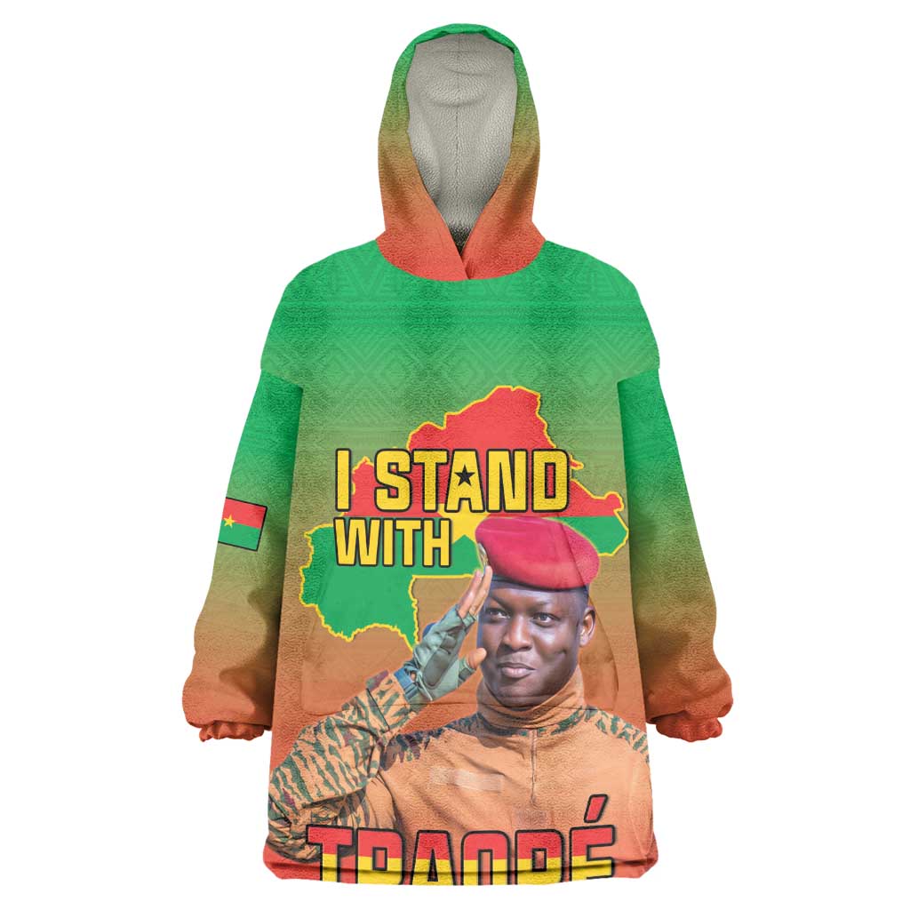 Burkina Faso I Stand With Traore Kid Wearable Blanket Hoodie African Pattern