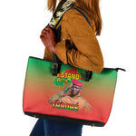 Burkina Faso I Stand With Traore Leather Tote Bag African Pattern