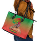 Burkina Faso I Stand With Traore Leather Tote Bag African Pattern