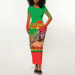 Burkina Faso I Stand With Traore Long Sleeve Bodycon Dress African Pattern